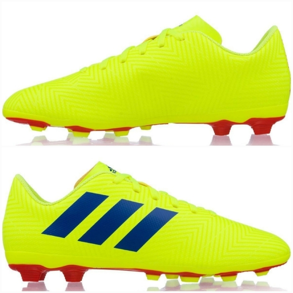 adidas Other - Adidas Nemeziz stripe soccer cleats shoes youth or young men's 4 yellow blue red